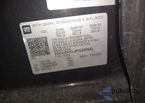 2023 Chevrolet Silverado 1500 4Wd Short Bed Lt Trail Boss z USA, uszkodzony, nr VIN 3GCUDFEL2PG240541